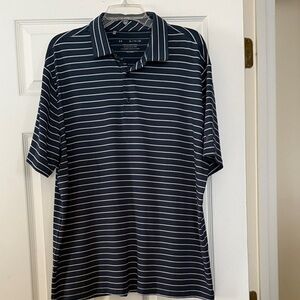 Under Armour Men's Dark Blue and White Striped Polo
